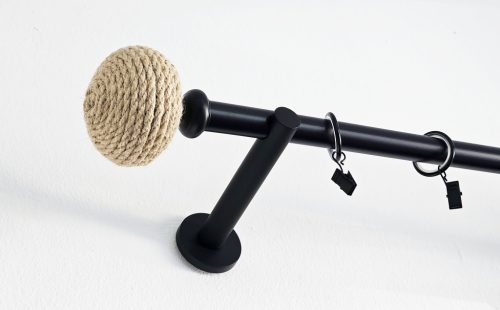 Bohemian fekete színű 1 rudas fém karnis szett - 19 mm (csöndesgyűrűs)
