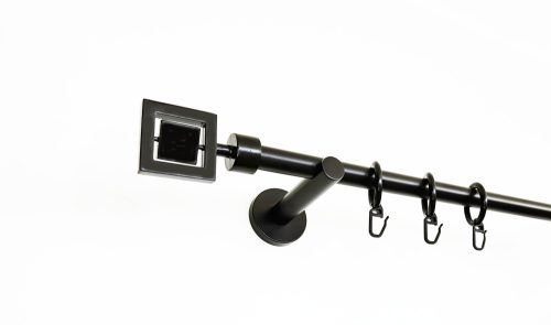 Chicago fekete 1 rudas fém karnis szett - modern tartóval - 300 cm