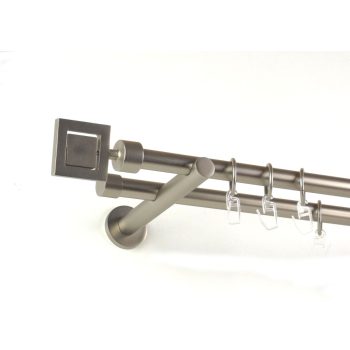   Chicago nikkel-matt színű 2 rudas fém függönykarnis szett modern tartókkal