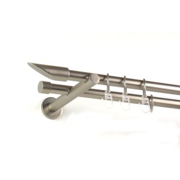   Detroit nikkel-matt színű 2 rudas fém függönykarnis szett modern tartókkal