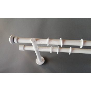   Dijon fehér színű 2 rudas fém karnis szett - 19 mm (csöndesgyűrűs)