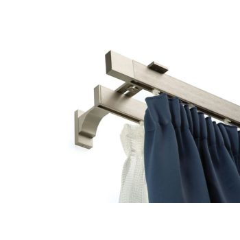   Design profilkarnis hosszú Vario tartóval 2 sínes matt ezüst Square végzáróval 300 cm felett