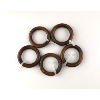 Fa függönykarika ráncszedő kampóval 10 db/cs. - dió - www.karnisstudio.hu