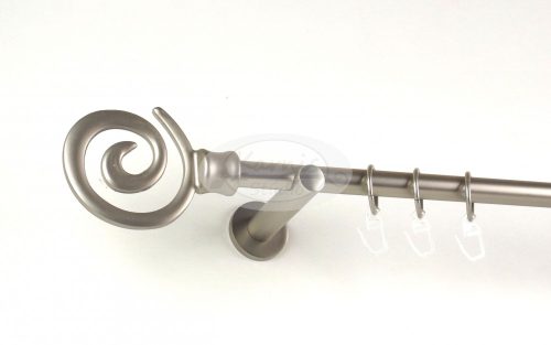 Houston nikkel-matt színű 1 rudas fém függönykarnis szett modern tartókkal - 240 cm