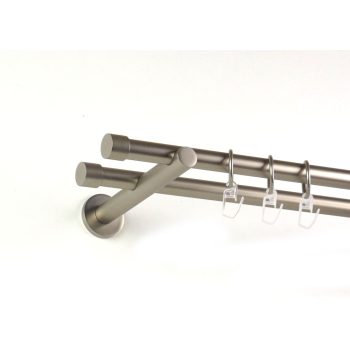   Kansas nikkel-matt színű 2 rudas fém függönykarnis szett modern tartókkal