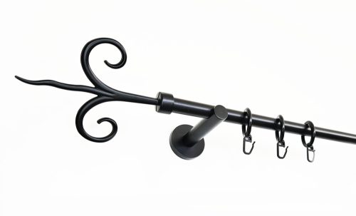 Kecskemét fekete 1 rudas fém karnis szett - modern tartóval - 240 cm