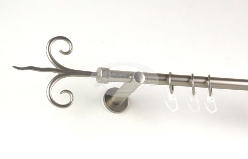 Kecskemét nikkel-matt színű 1 rudas fém függönykarnis szett modern tartókkal - 160 cm
