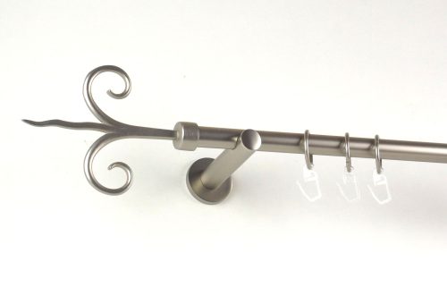 Kecskemét nikkel-matt színű 1 rudas fém függönykarnis szett modern tartókkal