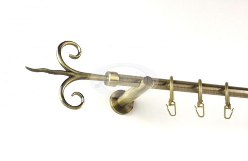Kecskemét óarany színű 1 rudas fém függönykarnis szett modern tartókkal - 160 cm