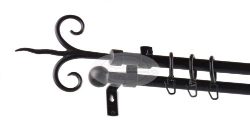 Kecskemét fekete 2 rudas fém karnis szett - 160 cm