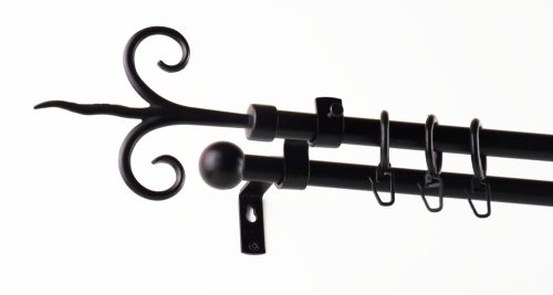 Kecskemét fekete 2 rudas fém karnis szett - 320 cm