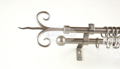 Kecskemét nikkel-matt 2 rudas fém függönykarnis szett - 200 cm