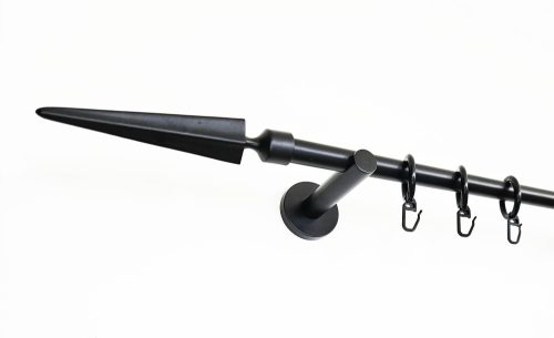Keszthely fekete 1 rudas fém karnis szett - modern tartóval - 160 cm