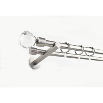   Las Vegas nikkel-matt színű 2 rudas fém karnis szett "kristály gömb végekkel, modern tartókkal