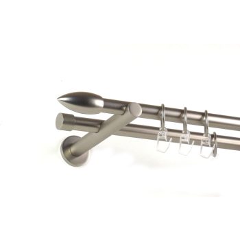   Memphis nikkel-matt színű 2 rudas fém függönykarnis szett modern tartókkal