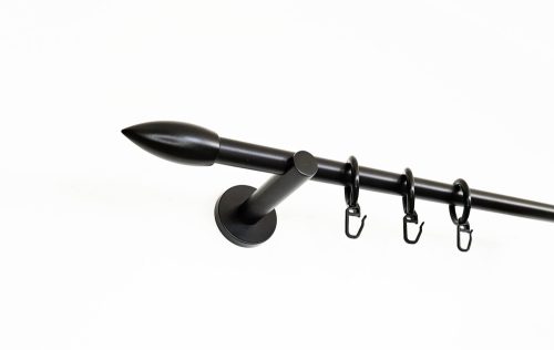 Mohács fekete 1 rudas fém karnis szett - modern tartóval - 300 cm