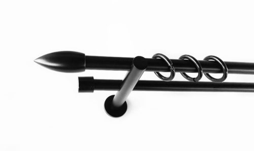 Mohács fekete 2 rudas fém karnis szett - modern tartóval - 160 cm