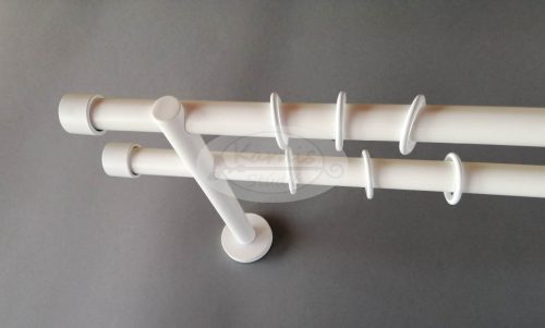 Nantes fehér színű 2 rudas fém karnis szett - 19 mm (csöndesgyűrűs) - 160 cm