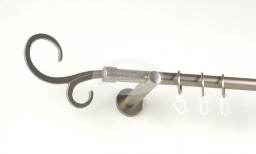 Orlando nikkel-matt színű 1 rudas fém függönykarnis szett modern tartókkal - 160 cm