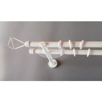   Reims fehér színű 2 rudas fém karnis szett - 19 mm (csöndesgyűrűs)