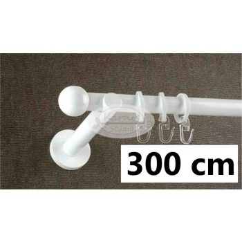   Rennes  300 cm-es fehér 1 rudas fém karnis szett - 19 mm (csöndesgyűrűs)