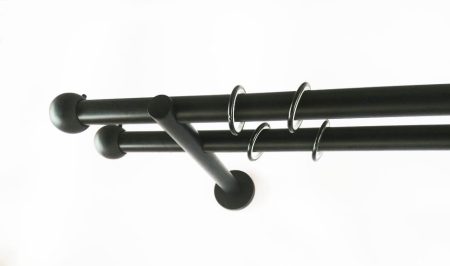Rennes fekete színű 2 rudas fém karnis szett - 19 mm (csöndesgyűrűs)