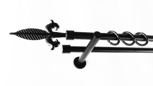 Siófok fekete 2 rudas fém karnis szett - modern tartóval - 240 cm