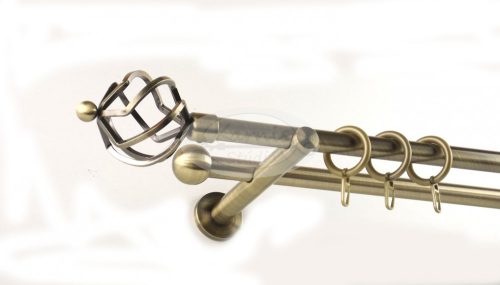Szeged óarany színű 2 rudas fém függönykarnis szett modern tartókkal - 160 cm