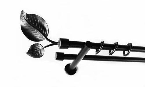 Szellő fekete 2 rudas fém karnis szett - modern tartóval - 300 cm