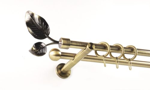 Szellő óarany színű 2 rudas fém függönykarnis szett modern tartókkal