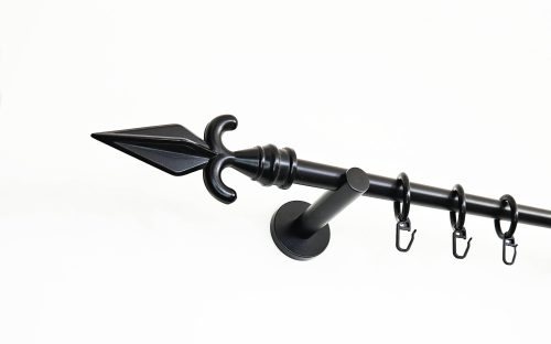 Szolnok fekete 1 rudas fém karnis szett - modern tartóval - 320 cm