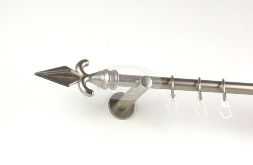 Szolnok nikkel-matt színű 1 rudas fém függönykarnis szett modern tartókkal - 200 cm