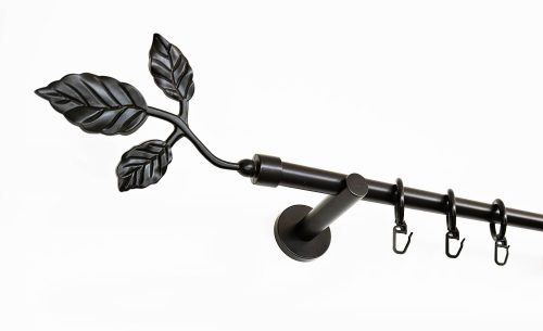 Tata fekete 1 rudas fém karnis szett - modern tartóval - 160 cm