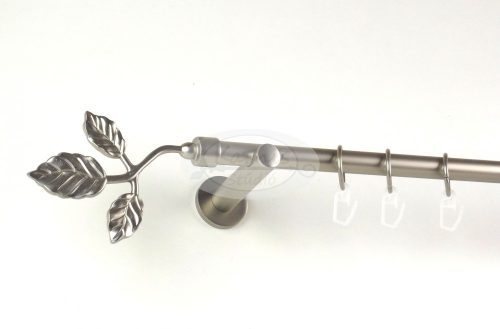 Tata nikkel-matt színű 1 rudas fém függönykarnis szett modern tartókkal - 300 cm