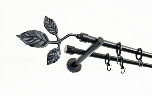 Tata fekete 2 rudas fém karnis szett - modern tartóval - 200 cm