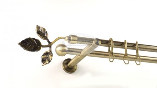 Tata óarany színű 2 rudas fém függönykarnis szett modern tartókkal - 160 cm