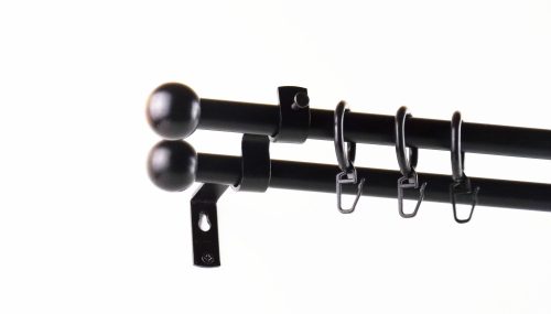 Veszprém fekete 2 rudas fém karnis szett - 160 cm