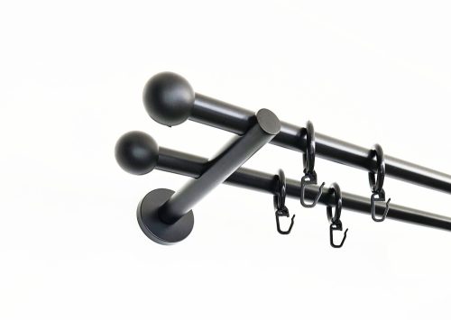 Veszprém fekete 2 rudas fém karnis szett - modern tartóval - 160 cm