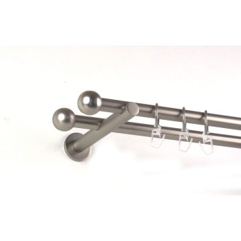   Veszprém nikkel-matt színű 2 rudas fém függönykarnis szett modern tartókkal