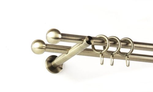 Veszprém óarany színű 2 rudas fém függönykarnis szett modern tartókkal