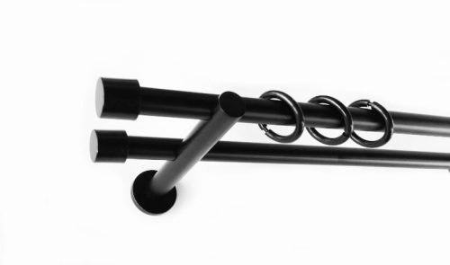 Villány fekete 2 rudas fém karnis szett - modern tartóval - 160 cm