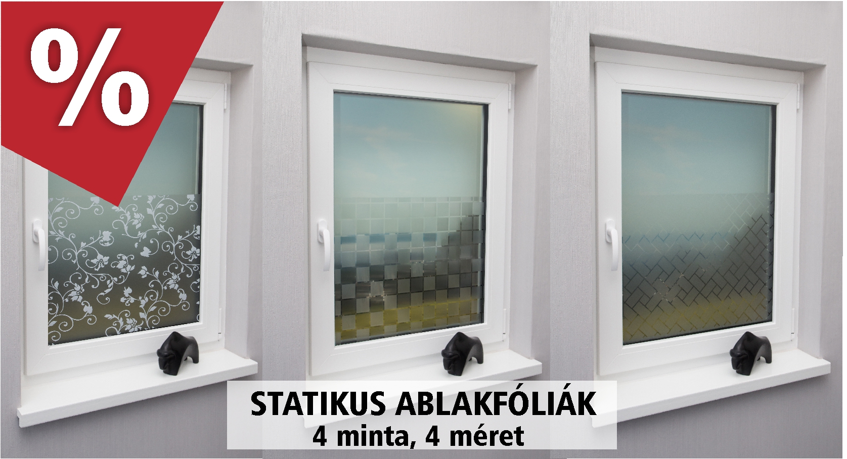 Sztatikus ablakfóliák 4 féle mintával - www.karnisstudio.hu